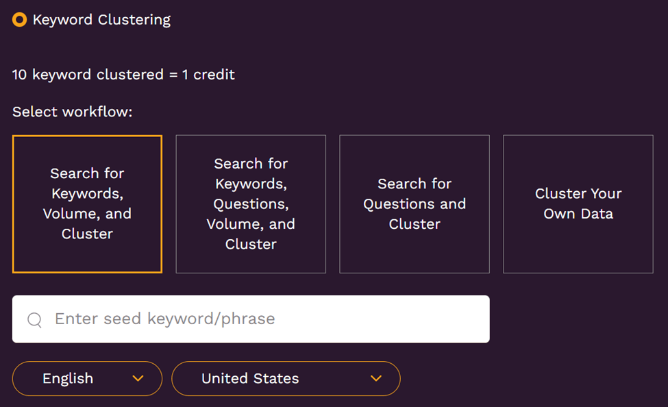 Keyword Clustering Tool Workflows